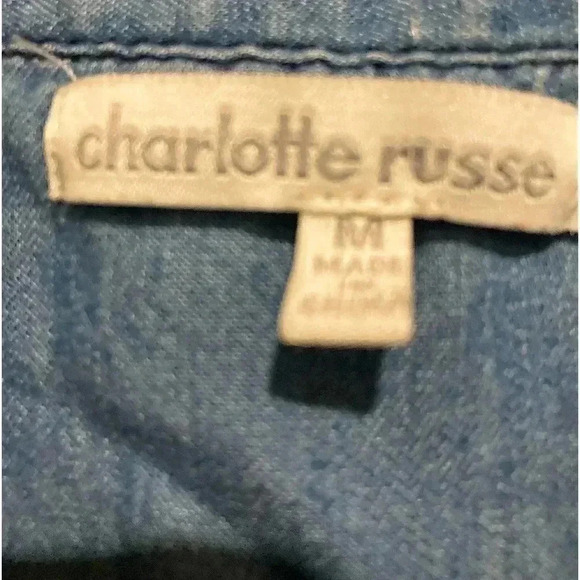 Charlotte Russe Women’s Denim Button-Down Dress w/ Collar Size Medium (no belt) - Picture 3 of 6